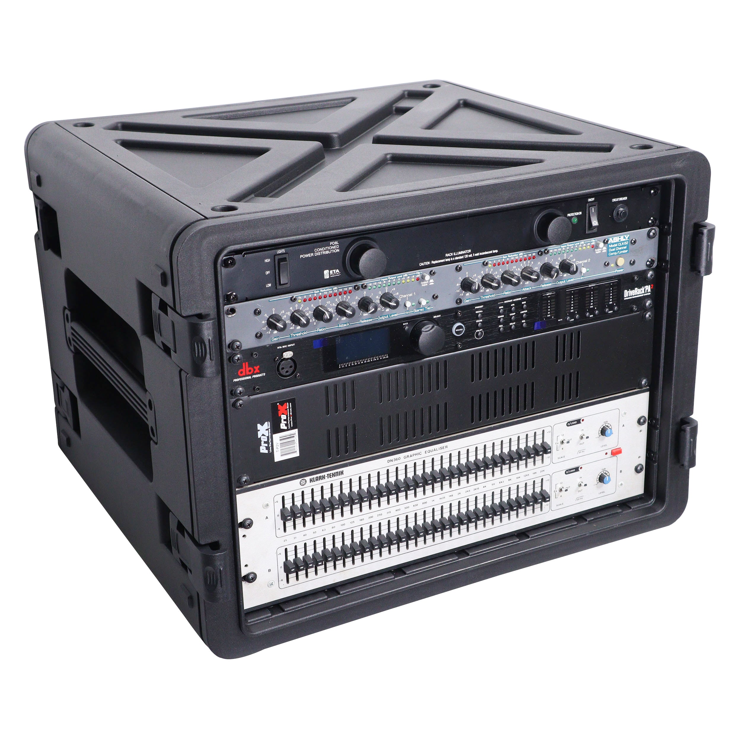 ProX UltronX Watertight 8U Rack Space Molded Plastic Case - 18" Depth Front Rail to Rail