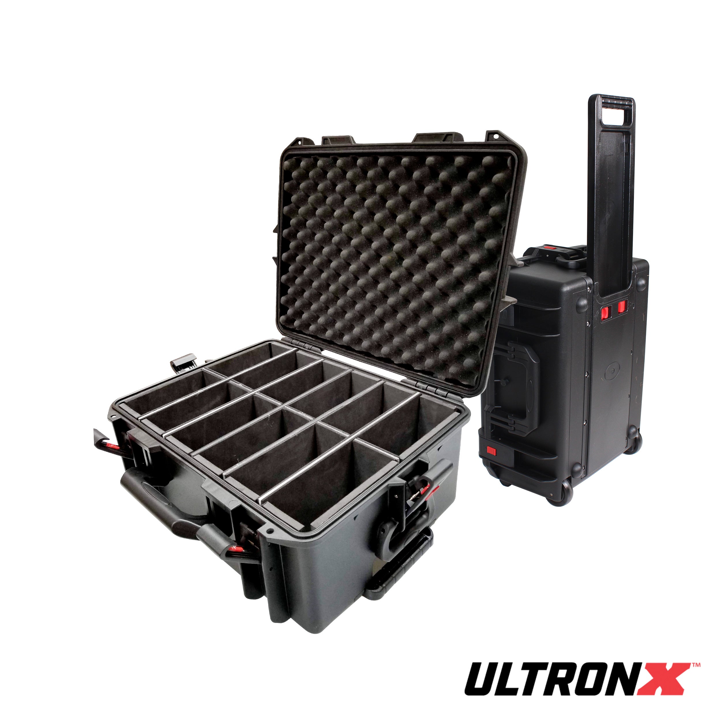 ProX UltronX Watertight Case for 12 ApeLabs MAXI Lights W-Extendable Handle and Wheels