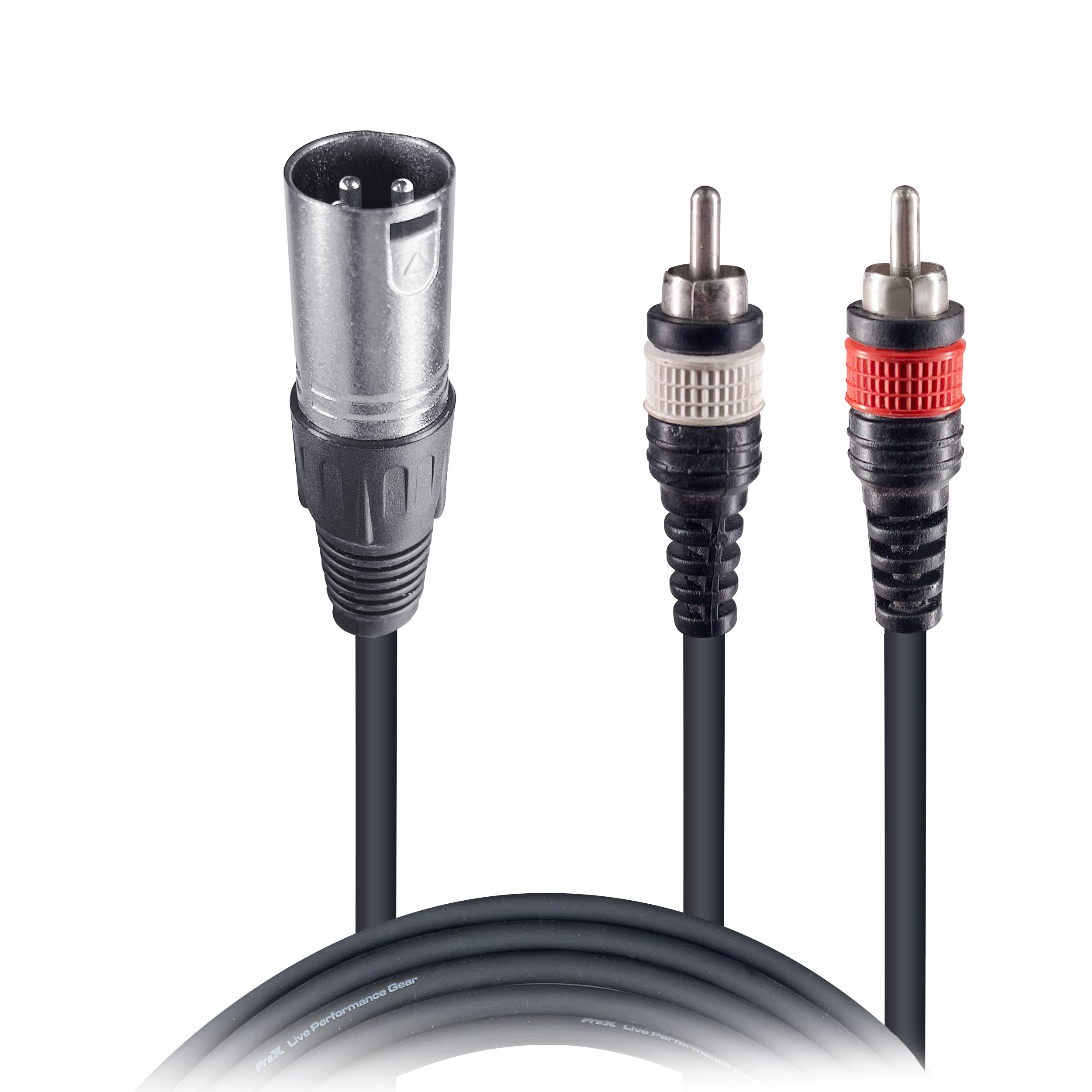 ProX 3' Ft Premium XLR Male to Dual RCA Splitter Duplicator Lead Y-Cable
