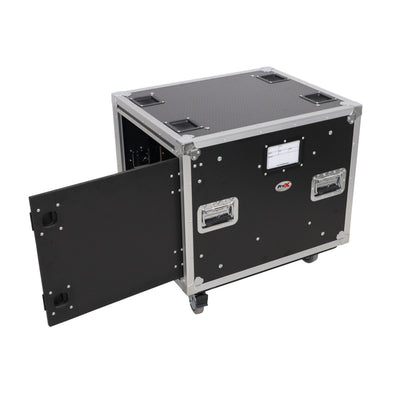 ProX 10U 20" Deep Vertical Rack to Rack Shock Mount Case with 2 Sliding Slam Doors & 4" Caster Wheels