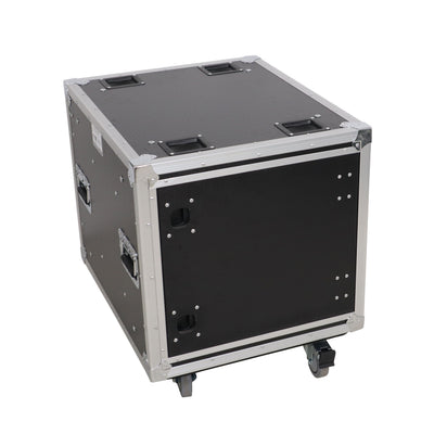 ProX 10U 20" Deep Vertical Rack to Rack Shock Mount Case with 2 Sliding Slam Doors & 4" Caster Wheels