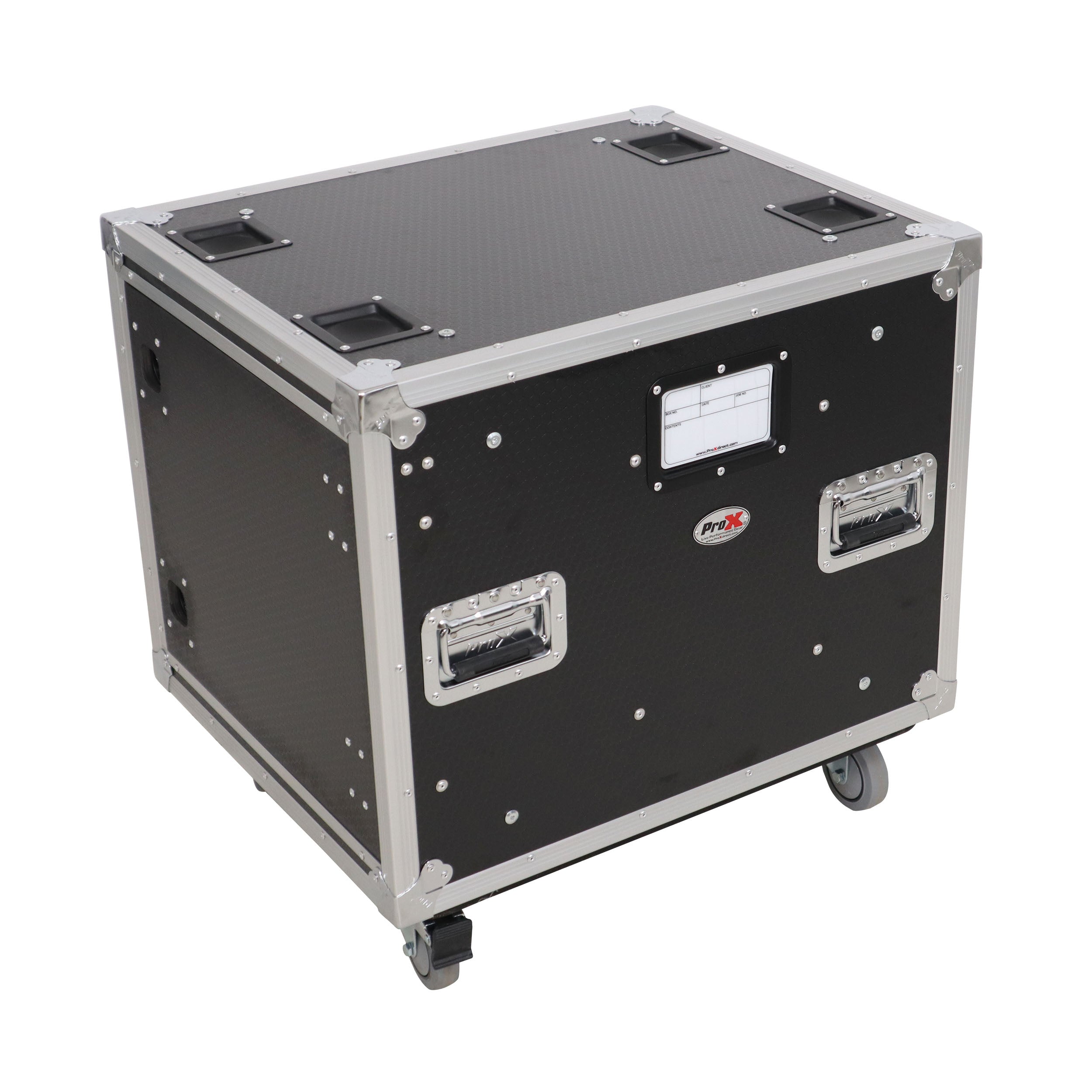 ProX 10U 20" Deep Vertical Rack to Rack Shock Mount Case with 2 Sliding Slam Doors & 4" Caster Wheels