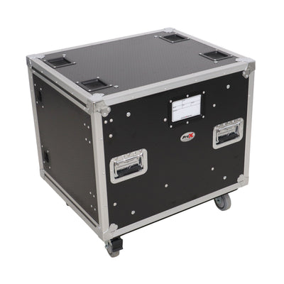 ProX 10U 20" Deep Vertical Rack to Rack Shock Mount Case with 2 Sliding Slam Doors & 4" Caster Wheels