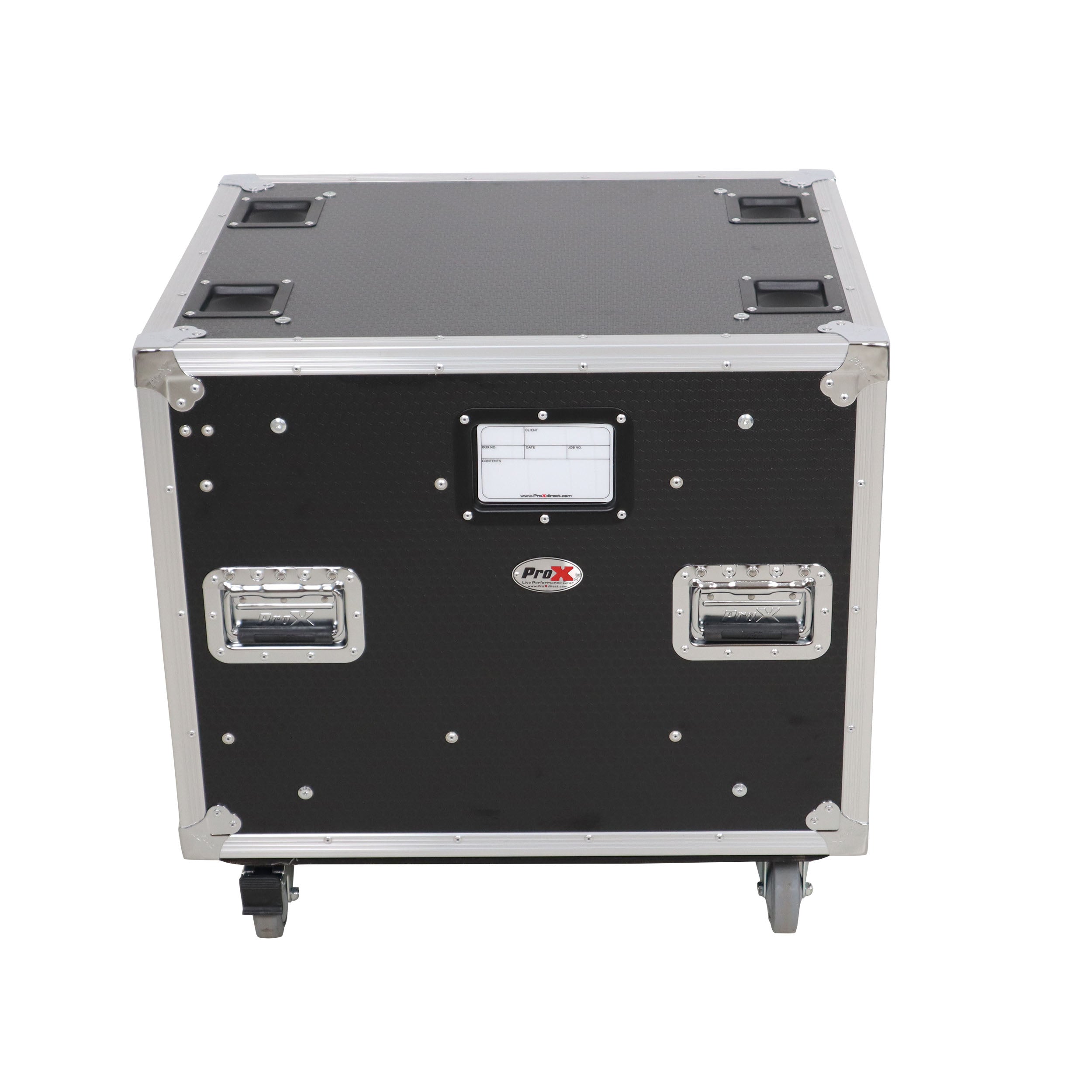 ProX 10U 20" Deep Vertical Rack to Rack Shock Mount Case with 2 Sliding Slam Doors & 4" Caster Wheels