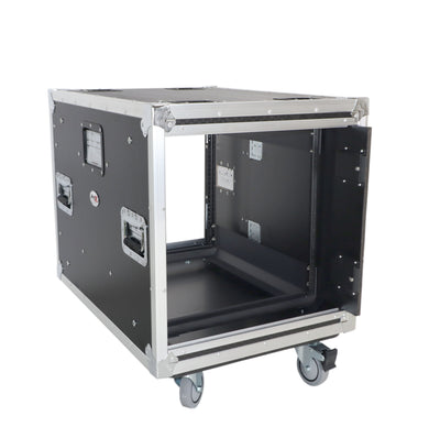 ProX 10U 24" Deep Vertical Rack to Rack Shock Mount Case with 2 Sliding Slam Doors & 4" Caster Wheels