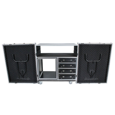 ProX ATA Flight Style Mixing Console Case 12U Shockproof Rack (2) Side Tables