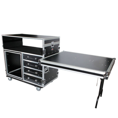 ProX ATA Flight Style Mixing Console Case 12U Shockproof Rack (2) Side Tables