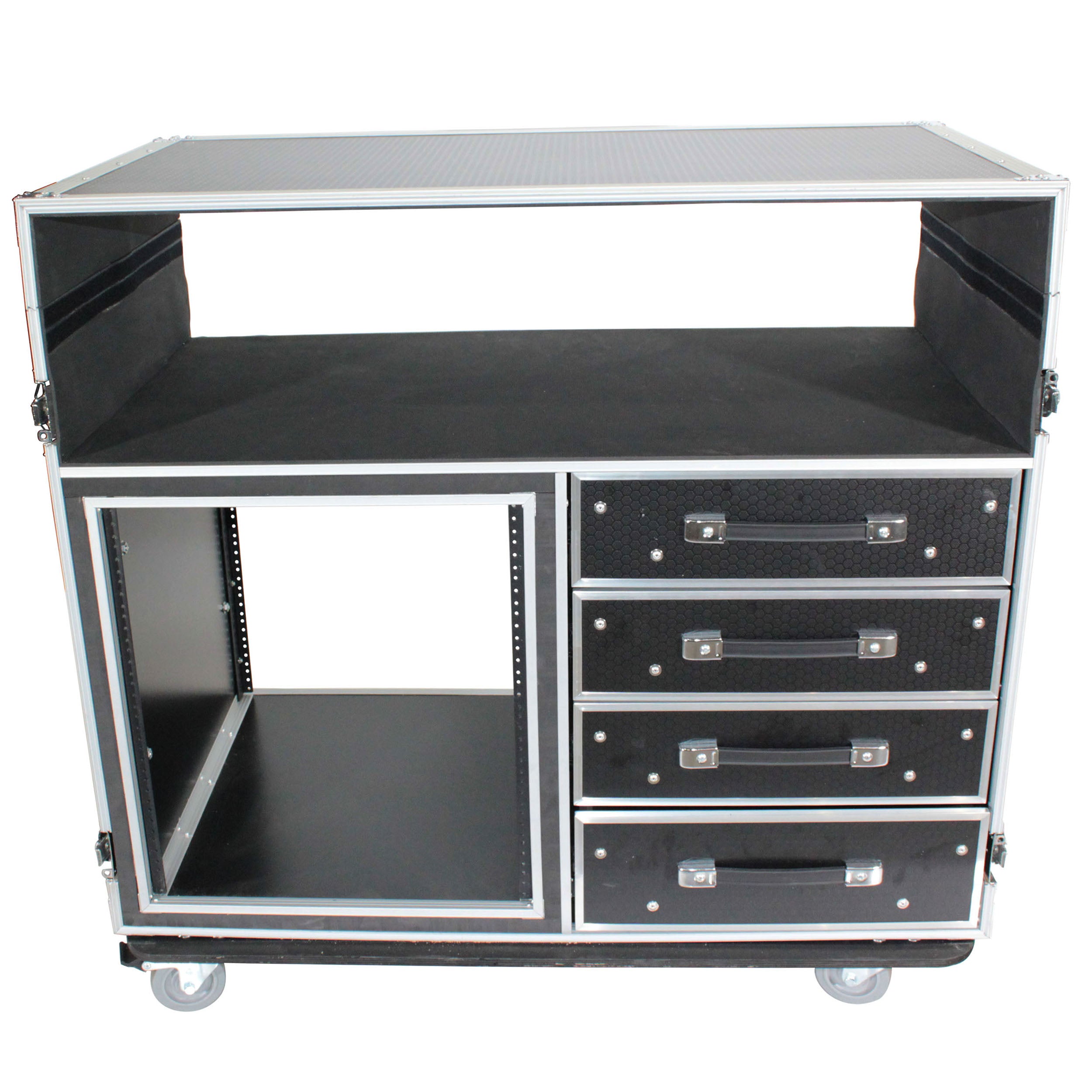 ProX ATA Flight Style Mixing Console Case 12U Shockproof Rack (2) Side Tables