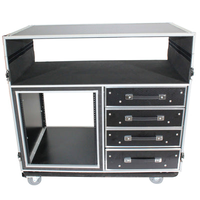 ProX ATA Flight Style Mixing Console Case 12U Shockproof Rack (2) Side Tables