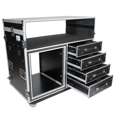 ProX ATA Flight Style Mixing Console Case 12U Shockproof Rack (2) Side Tables