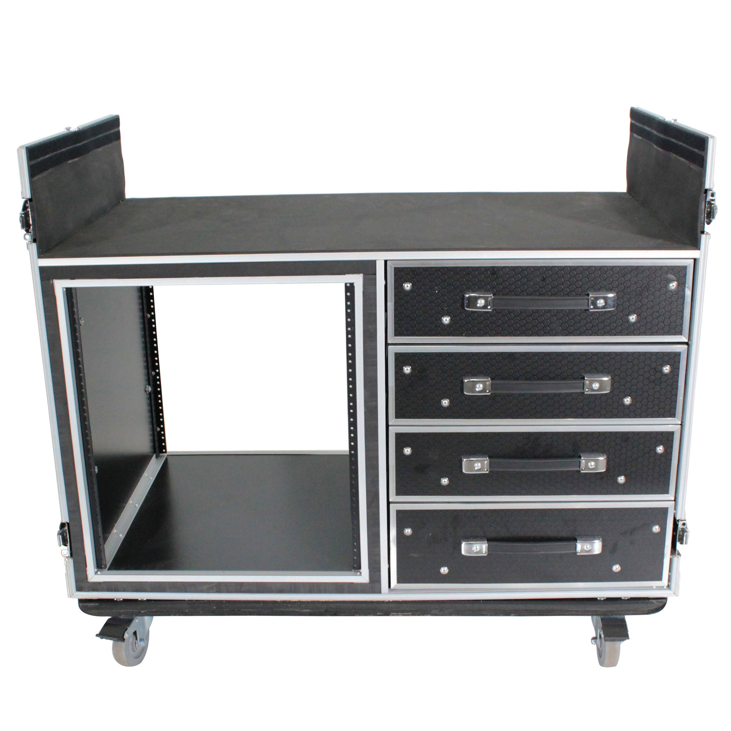 ProX ATA Flight Style Mixing Console Case 12U Shockproof Rack (2) Side Tables