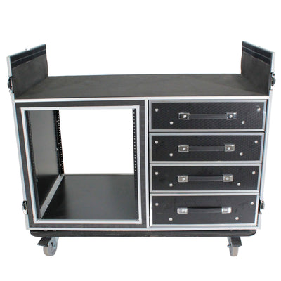 ProX ATA Flight Style Mixing Console Case 12U Shockproof Rack (2) Side Tables