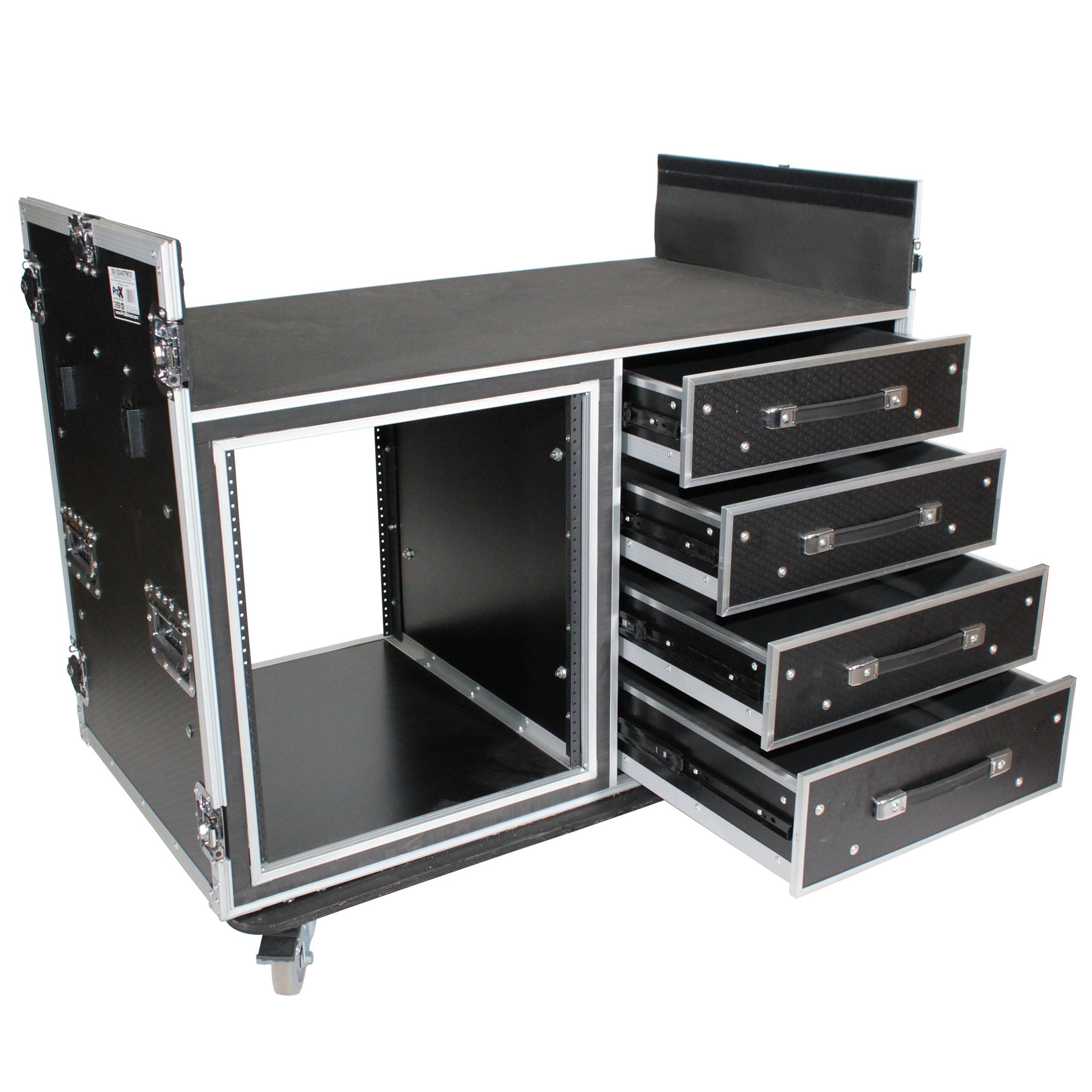 ProX ATA Flight Style Mixing Console Case 12U Shockproof Rack (2) Side Tables