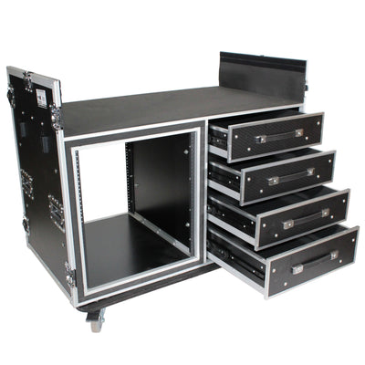 ProX ATA Flight Style Mixing Console Case 12U Shockproof Rack (2) Side Tables