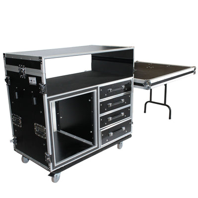 ProX ATA Flight Style Mixing Console Case 12U Shockproof Rack (2) Side Tables