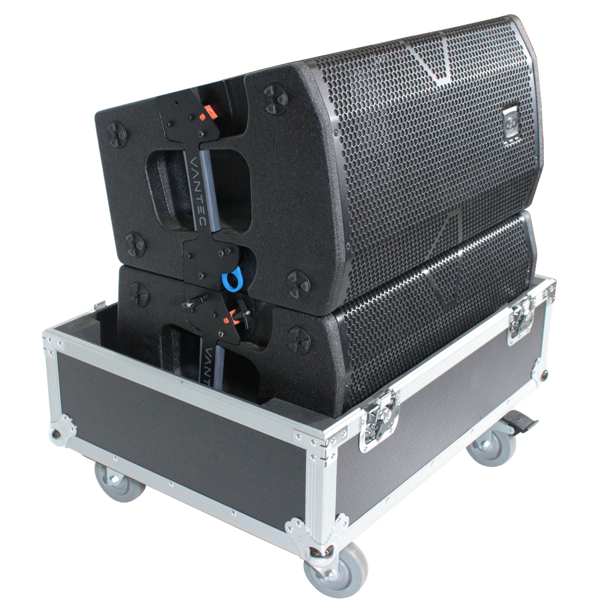 ProX Universal ATA Dual Speaker Flight Case fits 28x26x20 in. 2x RCF HDL10 HDL28, DAS VANTEC 20A