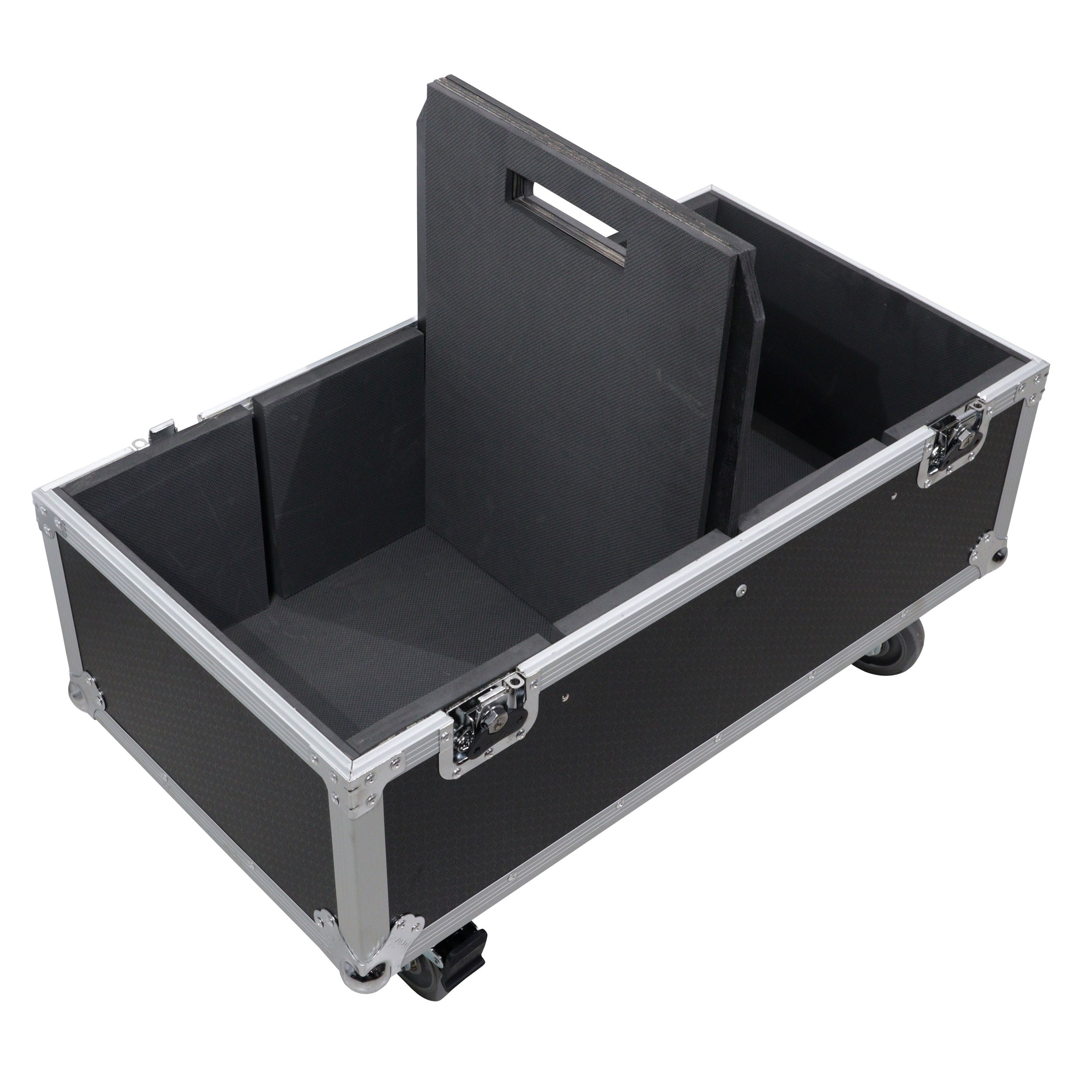ProX Universal ATA Dual Speaker Flight Case for 2x QSC K12 JBL PRX812 2x Speakers and similar size speakers 25x15x15 in.