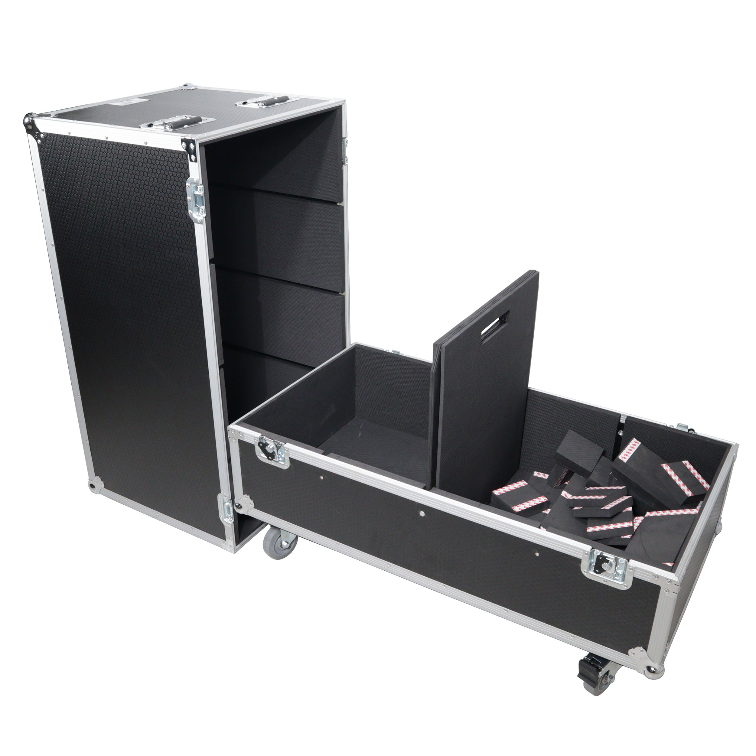 ProX Universal Dual ATA Speaker Flight Case Fits 2 pcs 28x20x20 inch speakers, Two JBL SRX 815P and Similar Sized Speakers