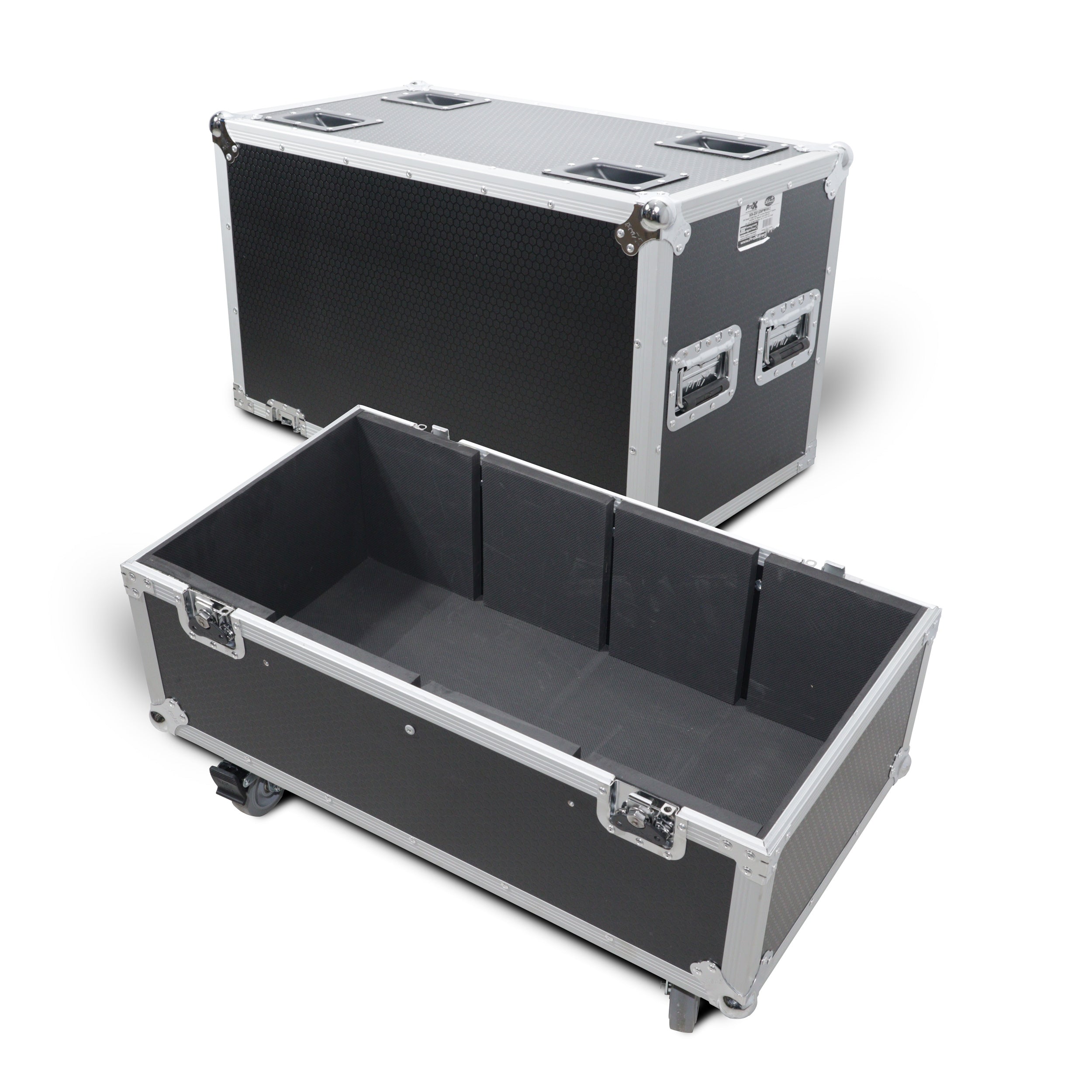 ProX Universal ATA Dual Speaker Flight Case for 2x QSC K12 JBL PRX812 2x Speakers and similar size speakers 25x15x15 in.