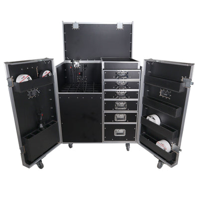 ProX ATA Flight Style Mic Stand + Drawer Combo Case Stores up to 25 Professional Mic Stands with Side Door Storage