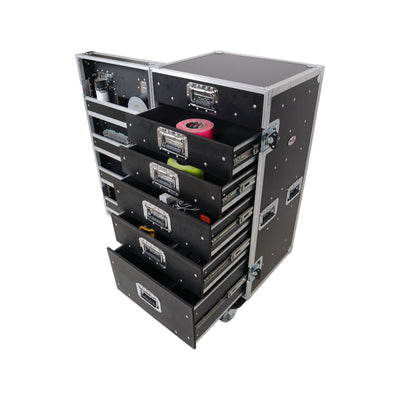 ProX Pro 6 Utility Drawer Workbox ATA Flight Style Case with Hinged Storage Door and Five 5 inch Casters