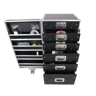 ProX Pro 6 Utility Drawer Workbox ATA Flight Style Case with Hinged Storage Door and Five 5 inch Casters