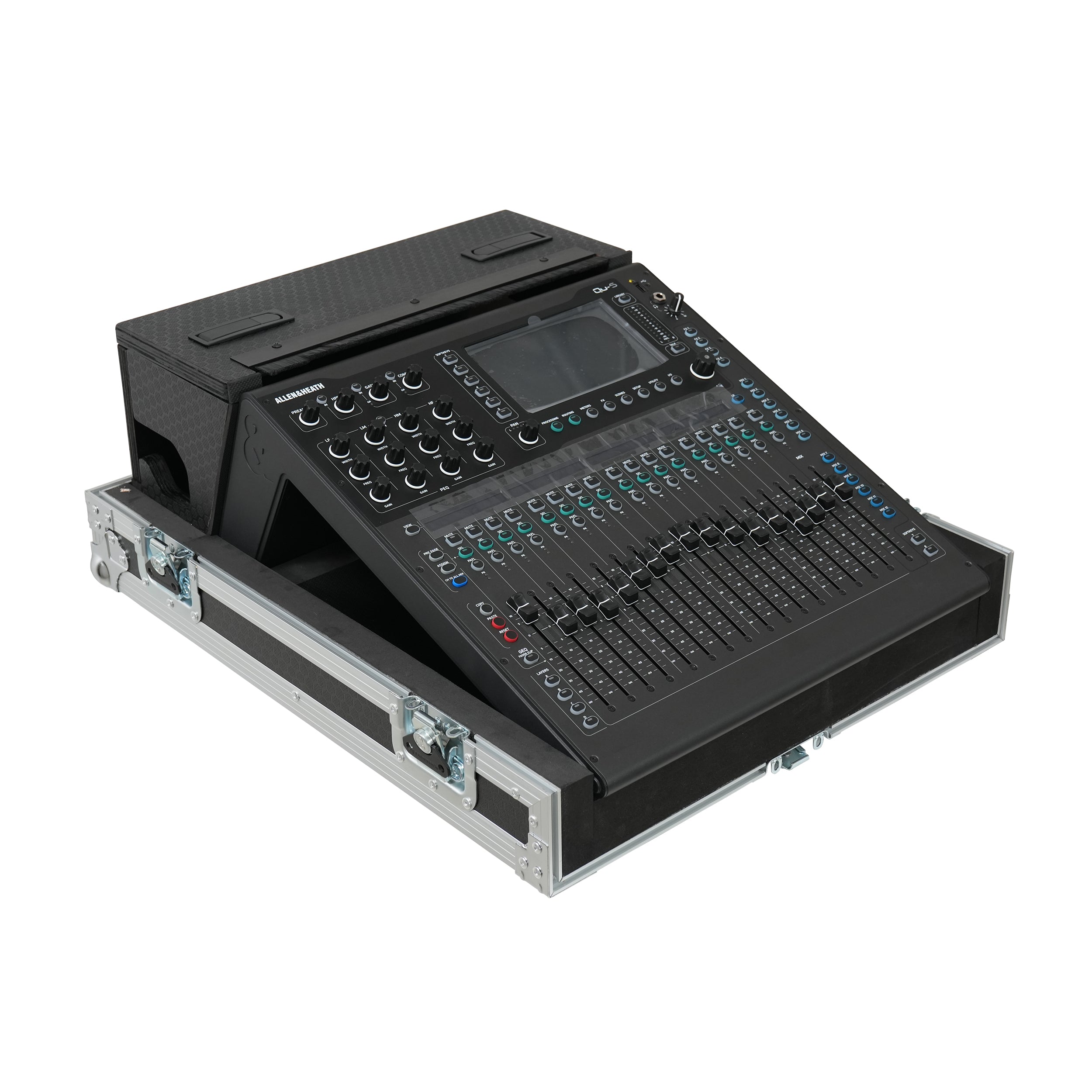 ProX ATA Digital Audio Mixer Flight Case for Allen & Heath QU5 Console with Doghouse compartment and 4x Caster wheels