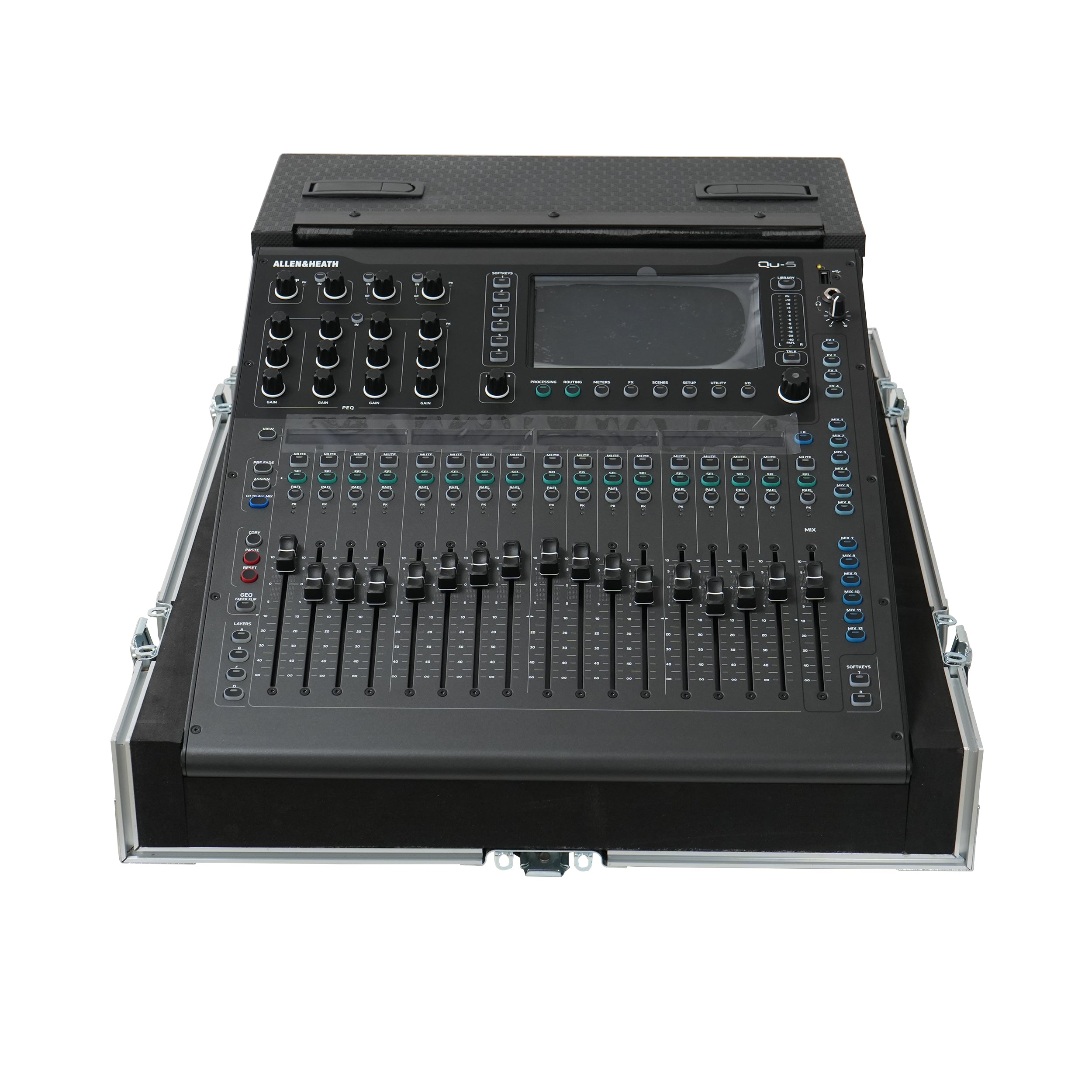 ProX ATA Digital Audio Mixer Flight Case for Allen & Heath QU5 Console with Doghouse compartment and 4x Caster wheels