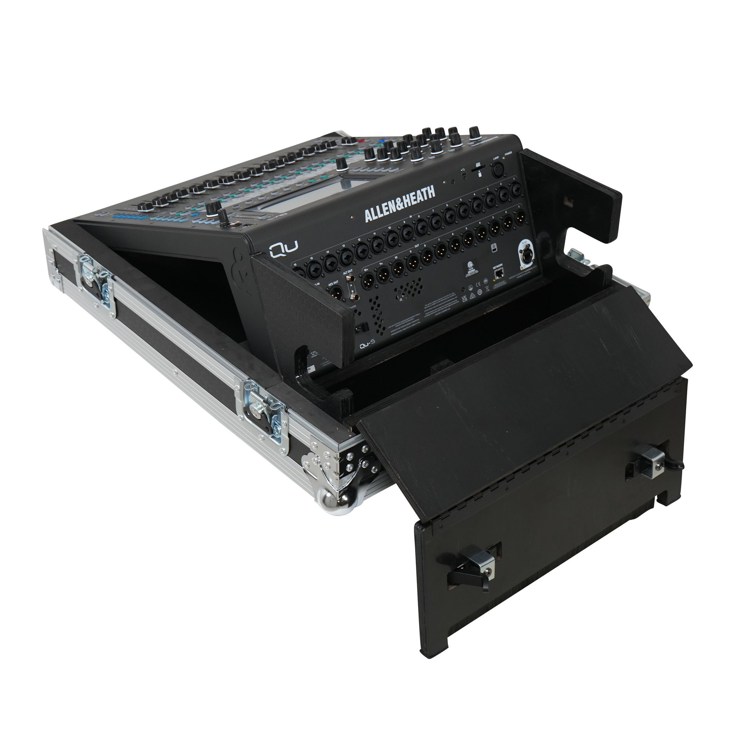 ProX ATA Digital Audio Mixer Flight Case for Allen & Heath QU5 Console with Doghouse compartment and 4x Caster wheels