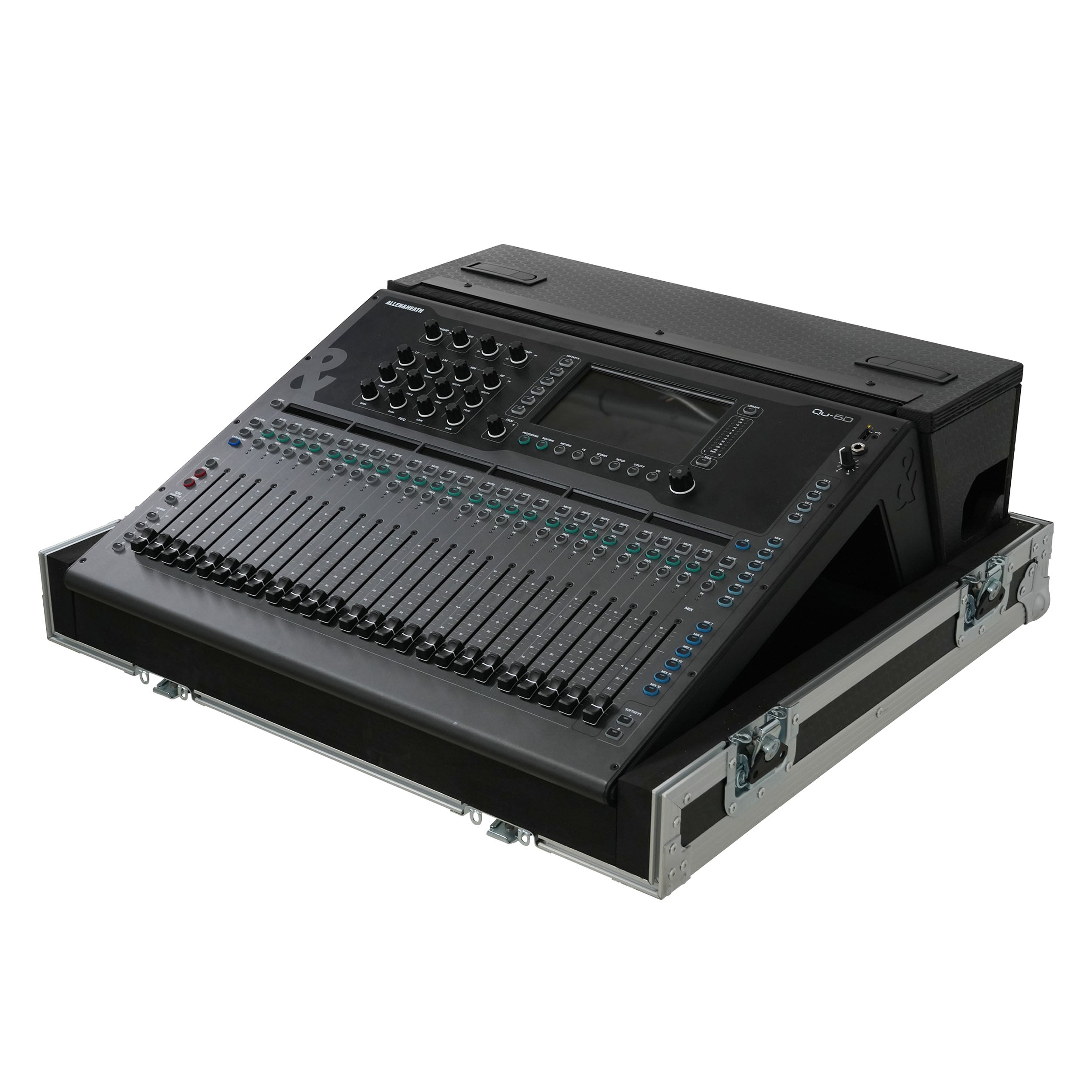 ProX ATA Digital Audio Mixer Flight Case for Allen & Heath QU6 Console with Doghouse compartment and 4x Caster wheels
