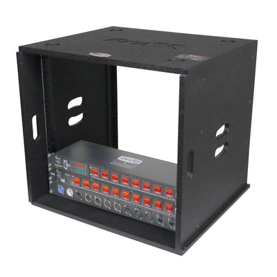 ProX 10U Rack Case 14" Deep Vertical Amp Rack Polyurea Coated BLAQ Series