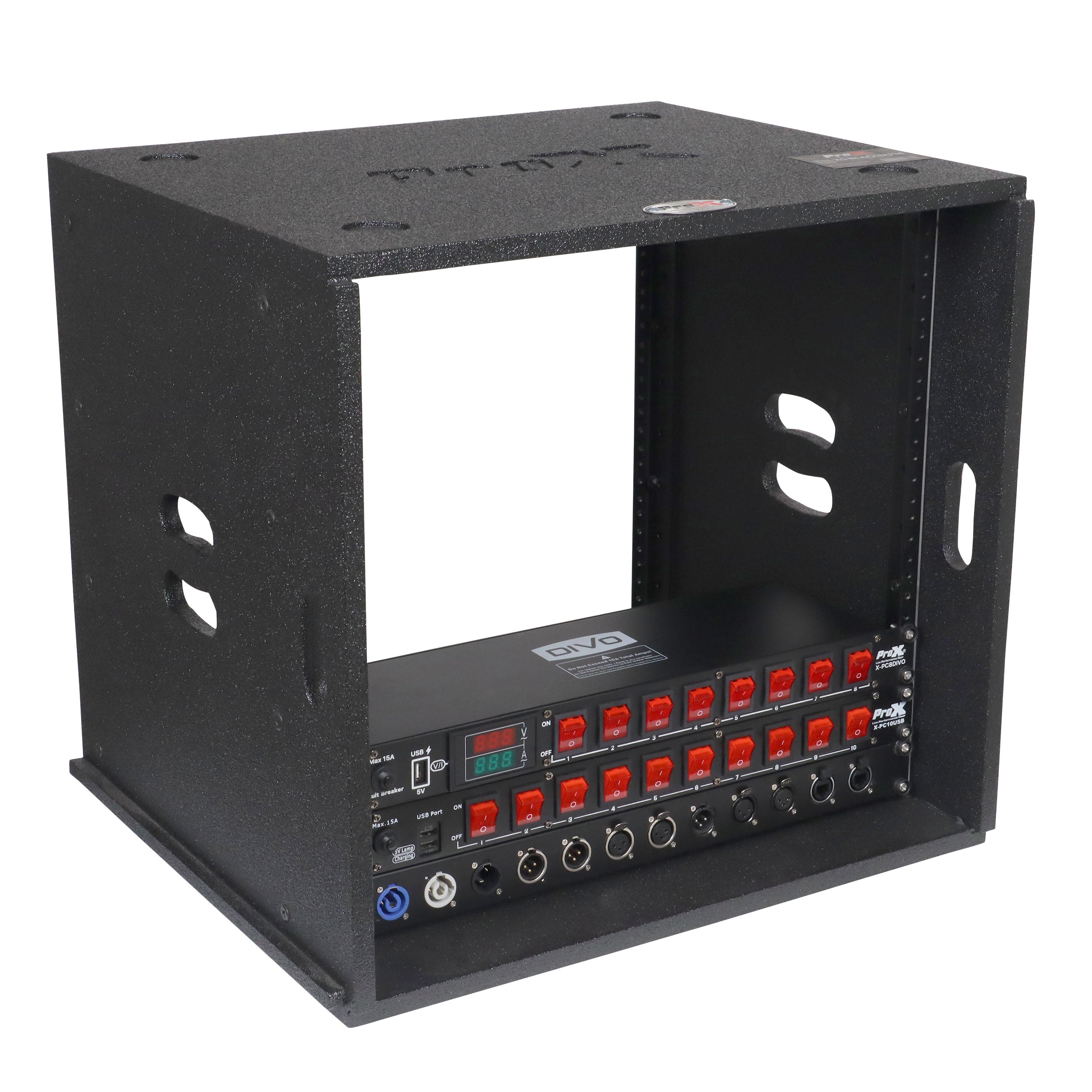 ProX 10U Rack Case 14" Deep Vertical Amp Rack Polyurea Coated BLAQ Series