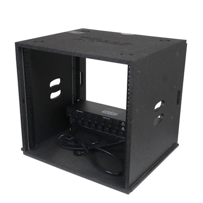 ProX 10U Rack Case 14" Deep Vertical Amp Rack Polyurea Coated BLAQ Series