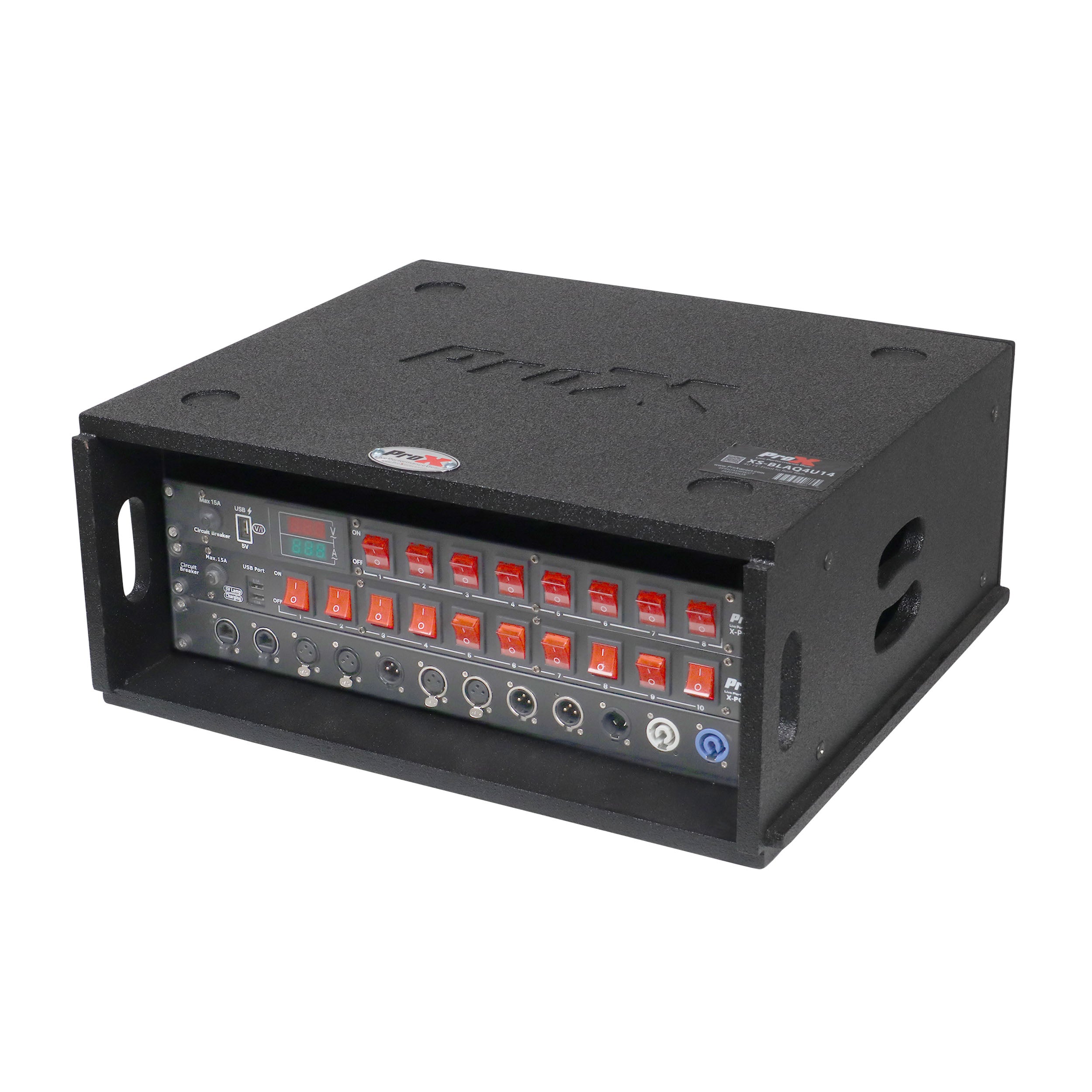 ProX 4U Rack Case 14" Deep Vertical Amp Rack Polyurea Coated BLAQ Series