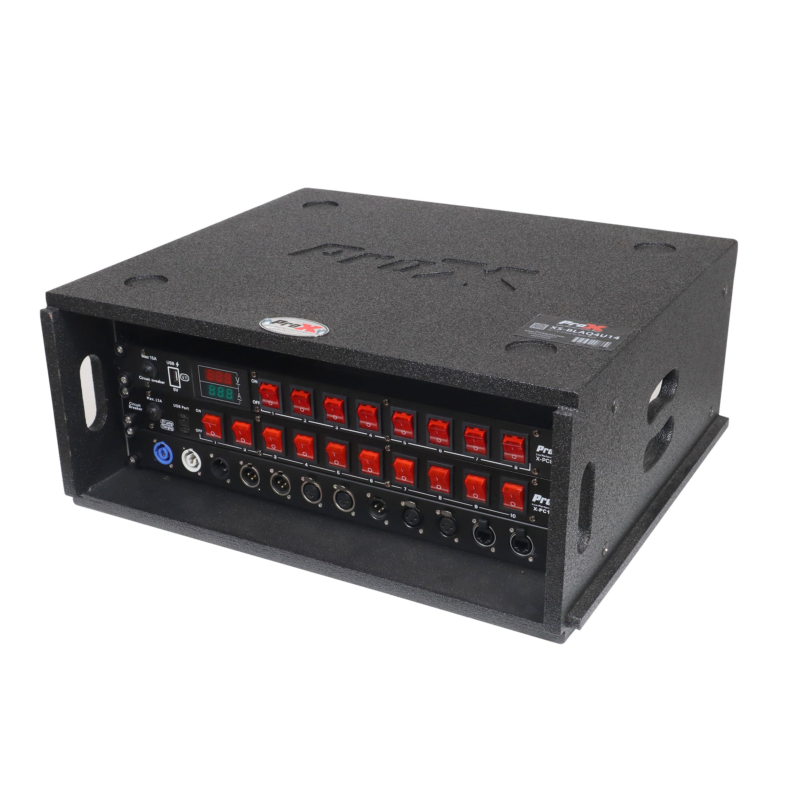 ProX 4U Rack Case 14" Deep Vertical Amp Rack Polyurea Coated BLAQ Series