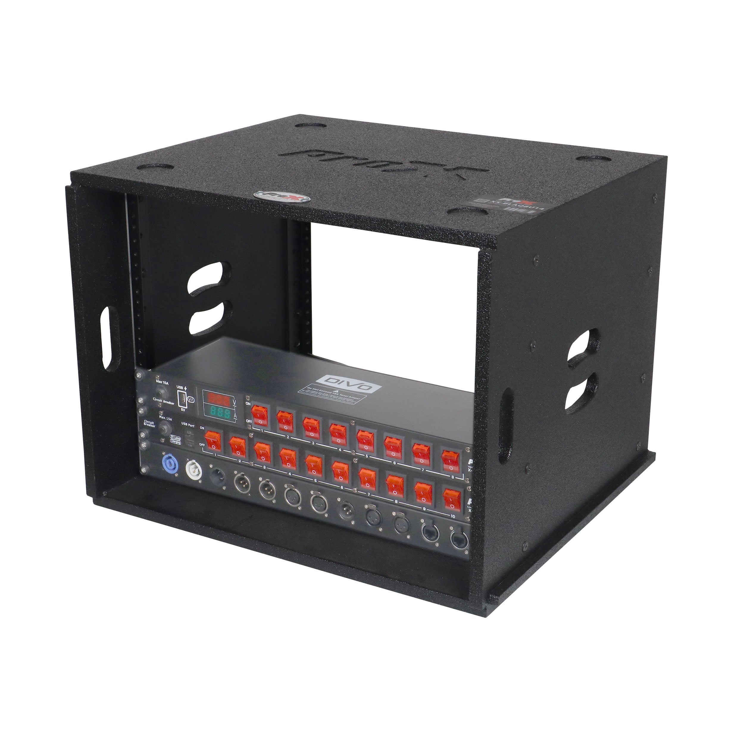 ProX 8U Rack Case 14" Deep Vertical Amp Rack Polyurea Coated BLAQ Series