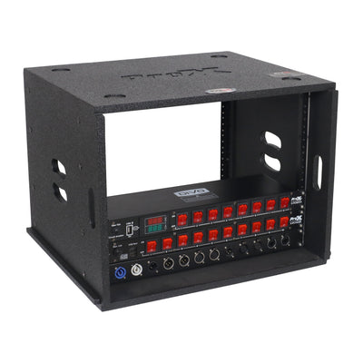 ProX 8U Rack Case 14" Deep Vertical Amp Rack Polyurea Coated BLAQ Series