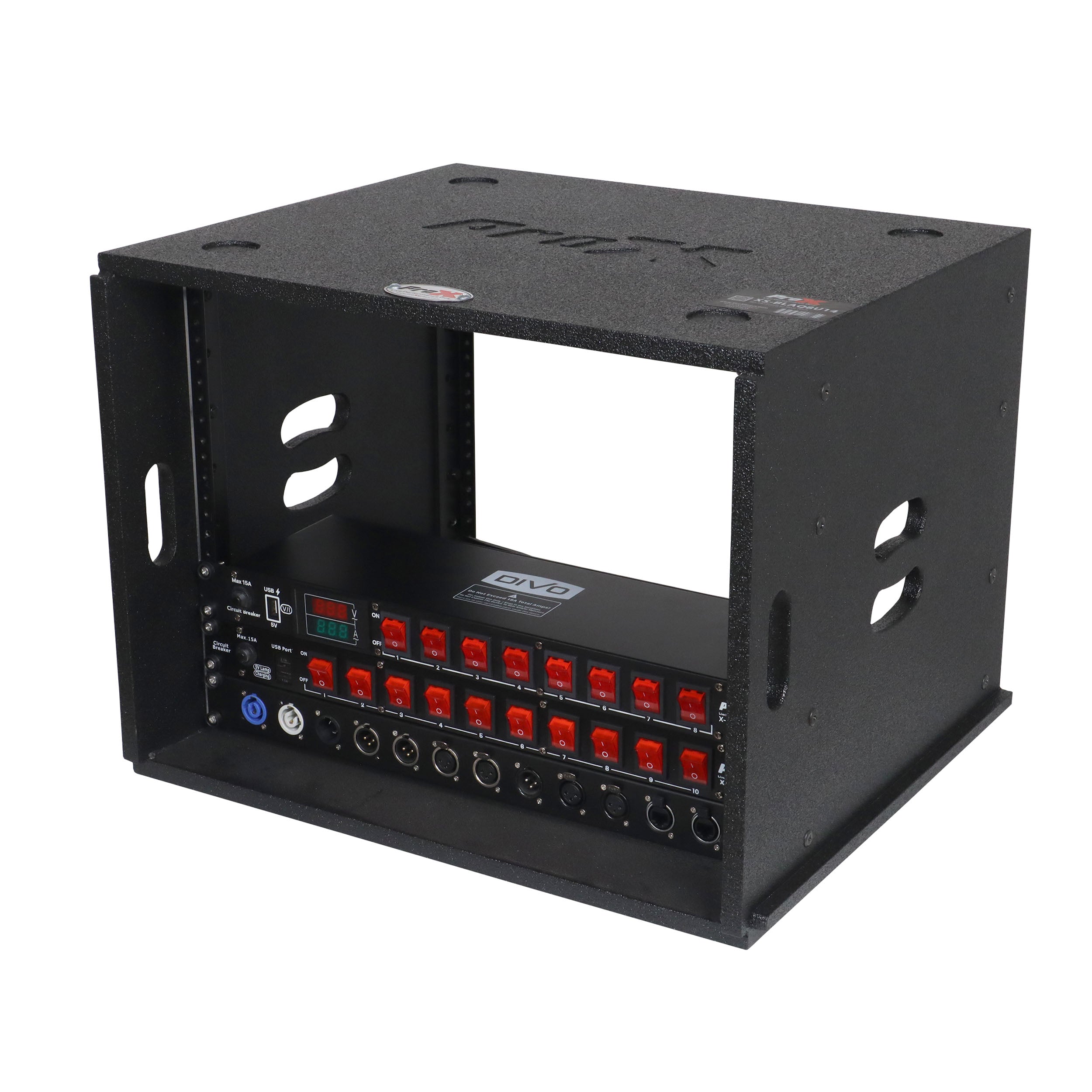 ProX 8U Rack Case 14" Deep Vertical Amp Rack Polyurea Coated BLAQ Series