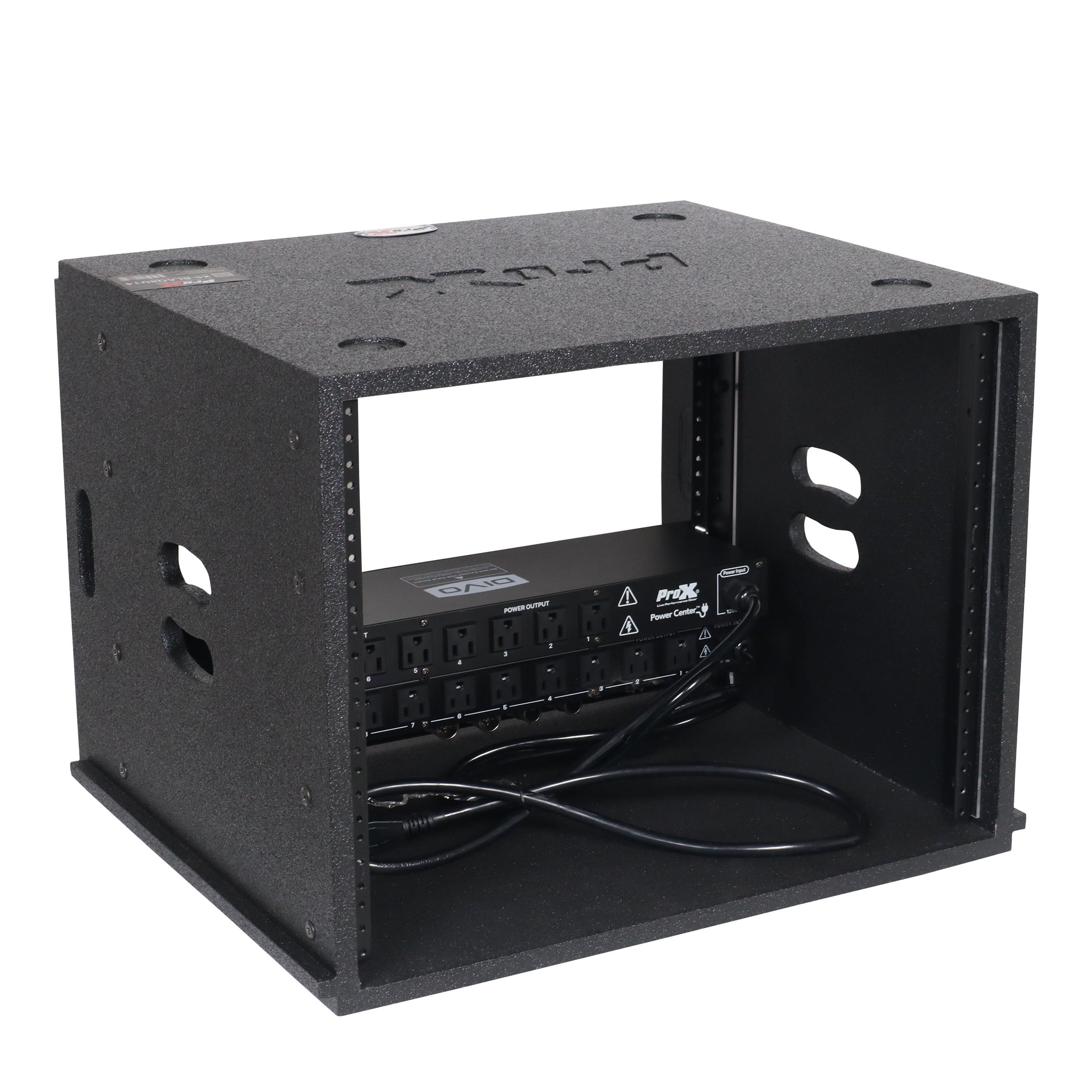 ProX 8U Rack Case 14" Deep Vertical Amp Rack Polyurea Coated BLAQ Series