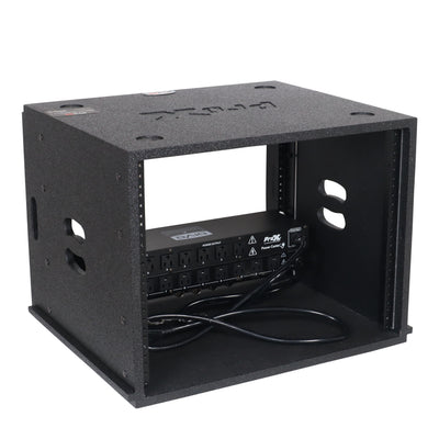 ProX 8U Rack Case 14" Deep Vertical Amp Rack Polyurea Coated BLAQ Series