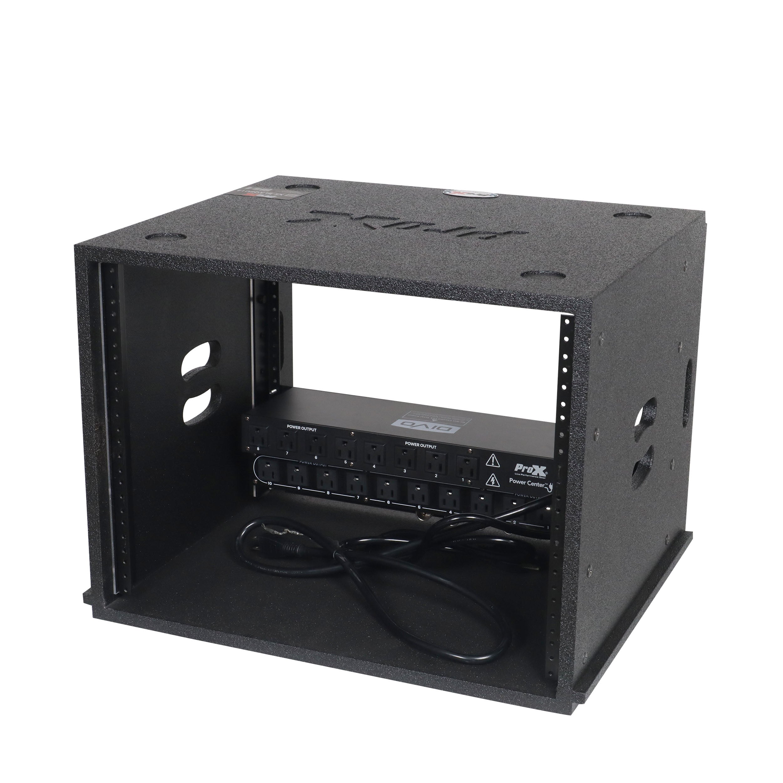 ProX 8U Rack Case 14" Deep Vertical Amp Rack Polyurea Coated BLAQ Series