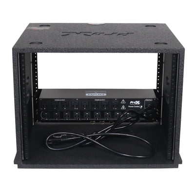 ProX 8U Rack Case 14" Deep Vertical Amp Rack Polyurea Coated BLAQ Series