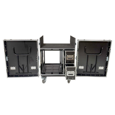 ProX BRANCO ATA Flight Style FOH Mixing Console Case 12U Shockproof Rack 2 Drawer 2 Side Tables & 4 Locking Casters