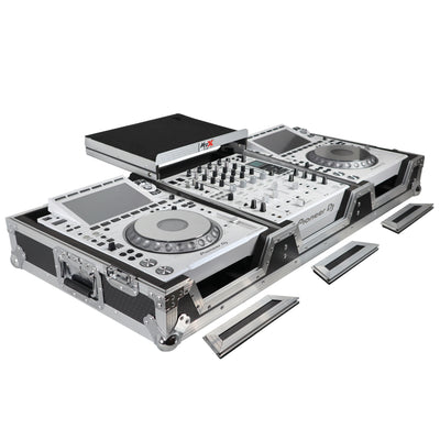 ProX Flight Case DJ Coffin for Pioneer Mixer DJM-900NXS2 and 2 CDJ-3000 W-Wheels and Laptop Shelf