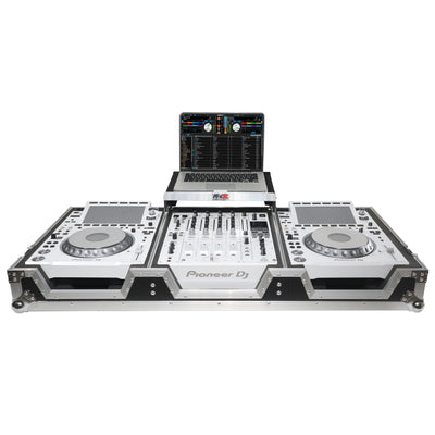 ProX Flight Case DJ Coffin for Pioneer Mixer DJM-900NXS2 and 2 CDJ-3000 W-Wheels and Laptop Shelf