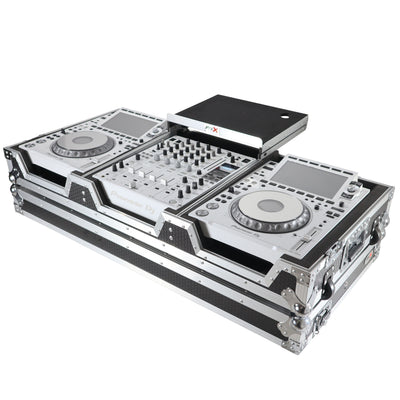 ProX Flight Case DJ Coffin for Pioneer Mixer DJM-900NXS2 and 2 CDJ-3000 W-Wheels and Laptop Shelf