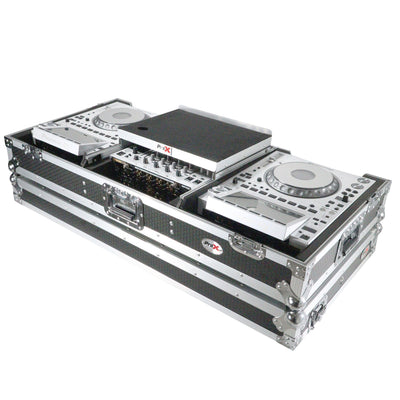 ProX Flight Case DJ Coffin for Pioneer Mixer DJM-900NXS2 and 2 CDJ-3000 W-Wheels and Laptop Shelf