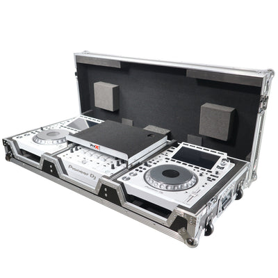 ProX Flight Case DJ Coffin for Pioneer Mixer DJM-900NXS2 and 2 CDJ-3000 W-Wheels and Laptop Shelf