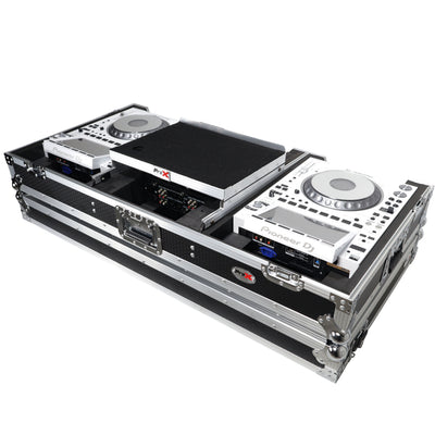 ProX Flight Case DJ Coffin for Pioneer Mixer DJM-900NXS2 and 2 CDJ-3000 W-Wheels and Laptop Shelf