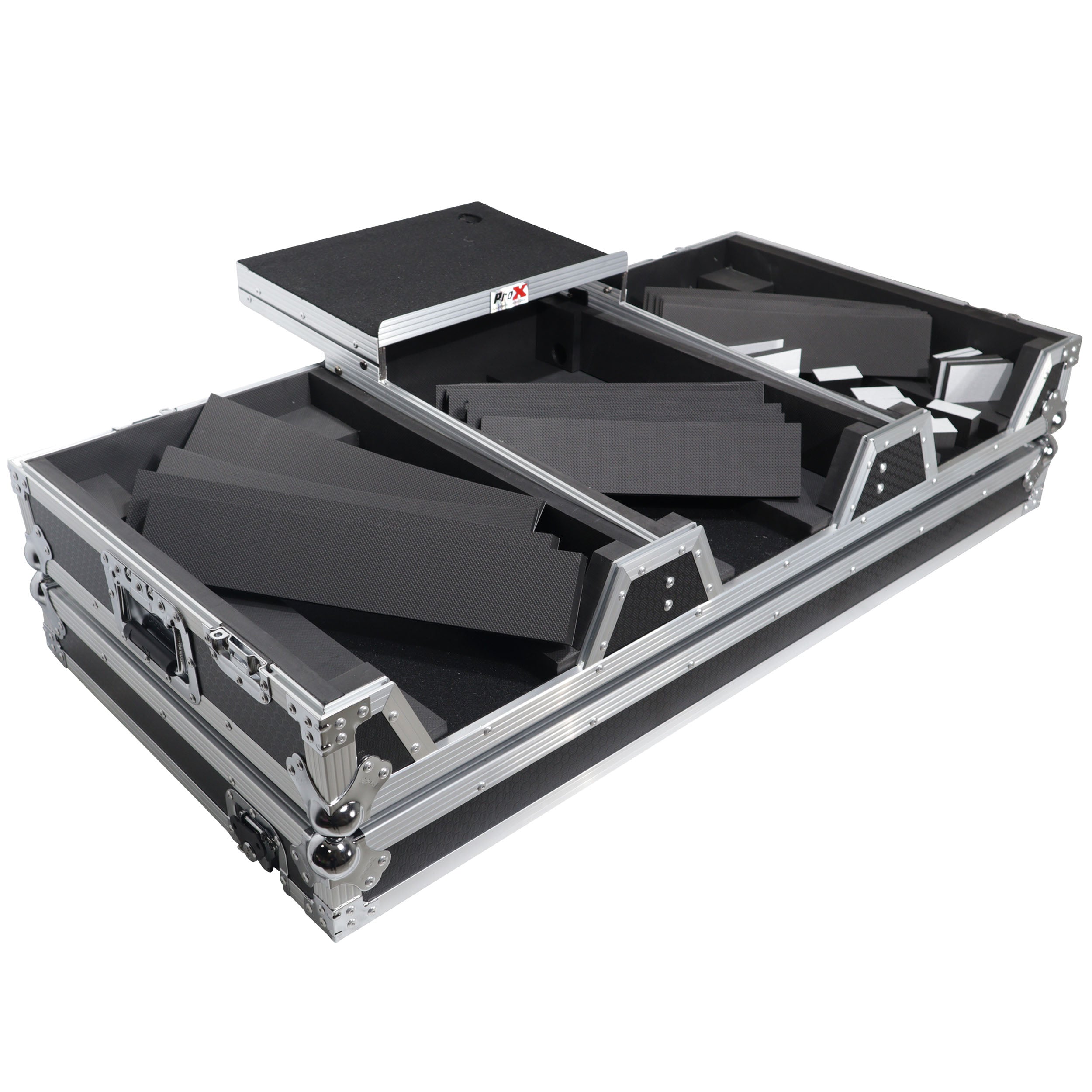 ProX Flight Case DJ Coffin for Pioneer Mixer DJM-900NXS2 and 2 CDJ-3000 W-Wheels and Laptop Shelf